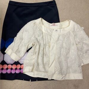 2 Piece Ted Baker Pencil Skirt and White Trim Jacket